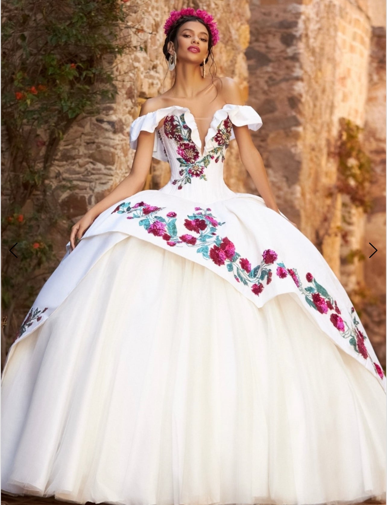 Lily’s M41-141 Ivory/Fuscia Quince Ball Gown