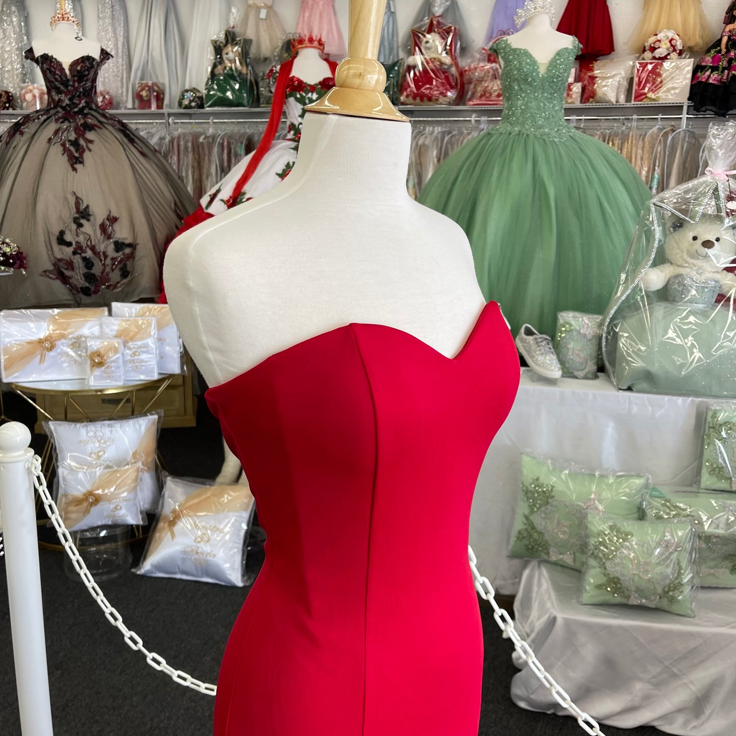 Ch555 Lily’s Red Strapless Mermaid Gown