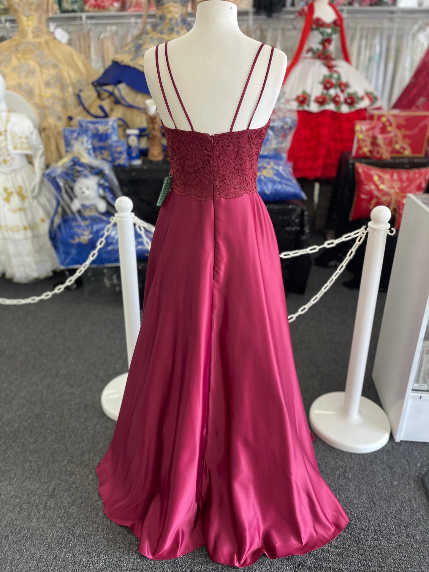 FIE5403 Lily’s Burgundy Flare Gown with Jacket