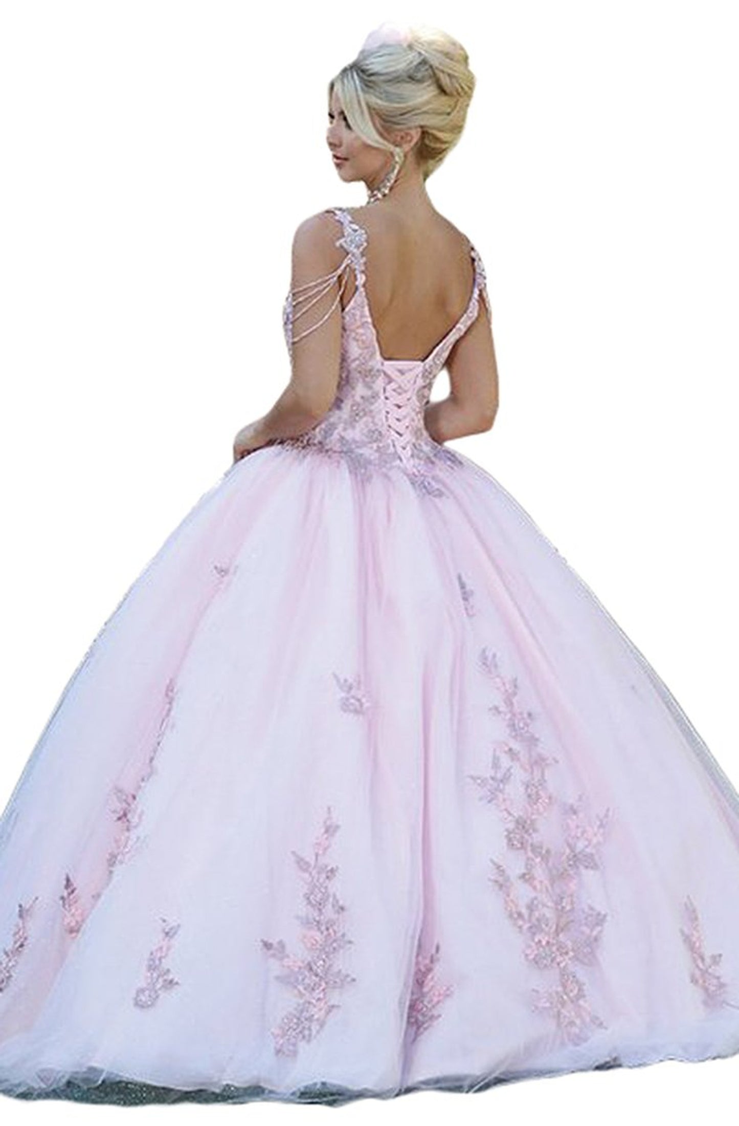 Lily's Lace Applique with Beaded Strap Quinceanera Dress DQ1546
