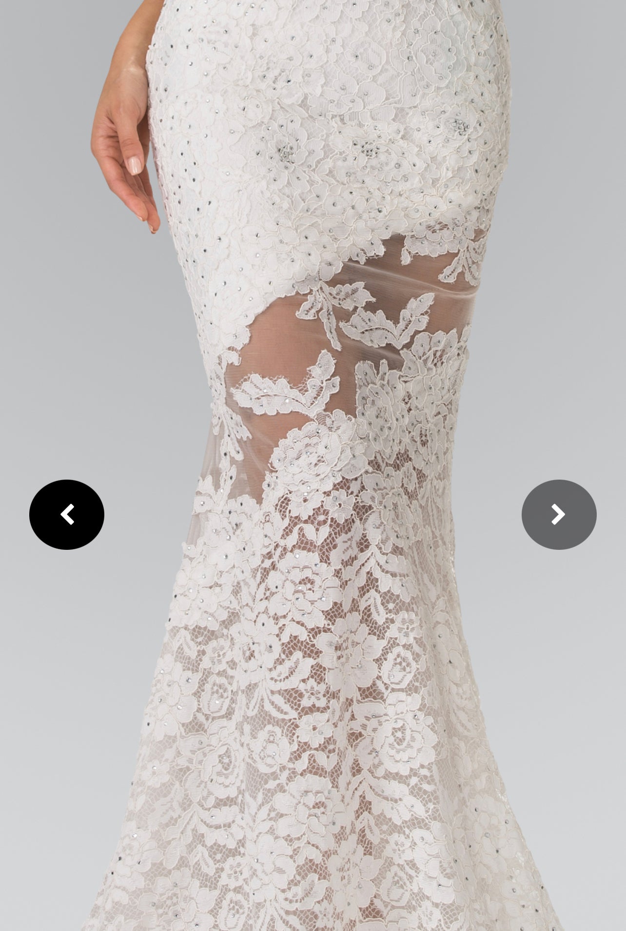 Lily’s Ivory long sleeveless illusion cutout lace dress GL2249