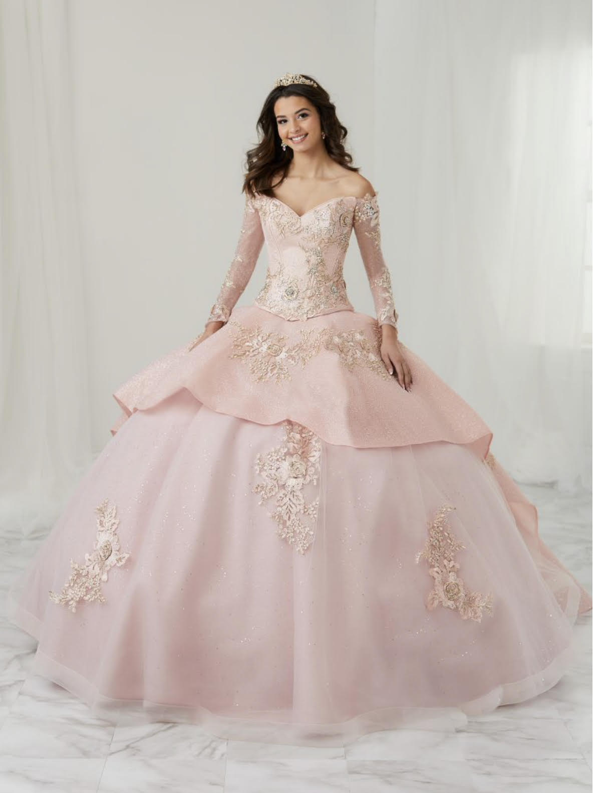 24085 Lily's Long Sleeve Rose Gold Quince Dress Lily's Seaside Boutique 24085 Lily's Long Sleeve Rose Gold Quince Dress Lily's Seaside Boutique
