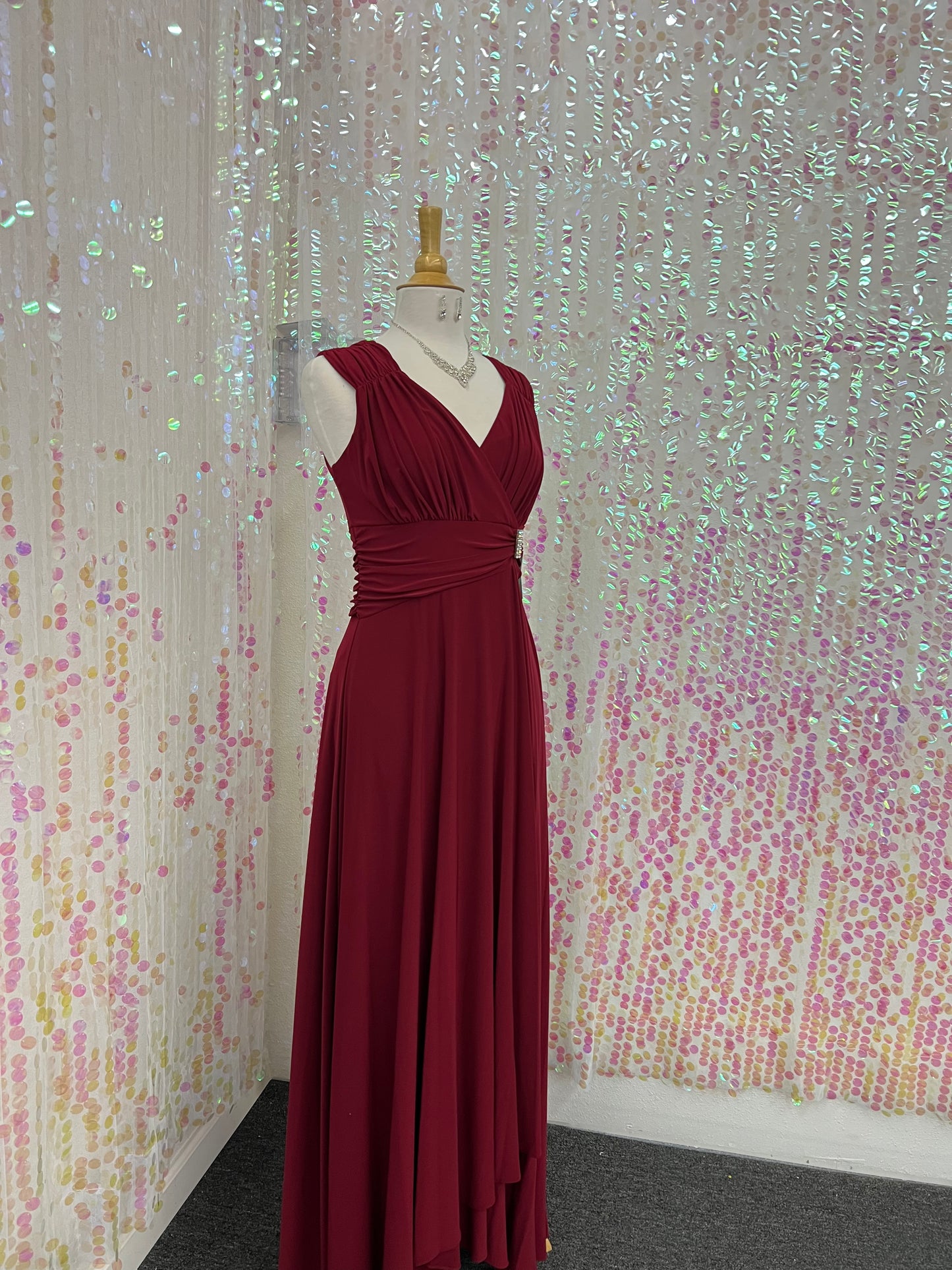 Lily’s Burgundy Dress with Silver Pendent Anny’s1146