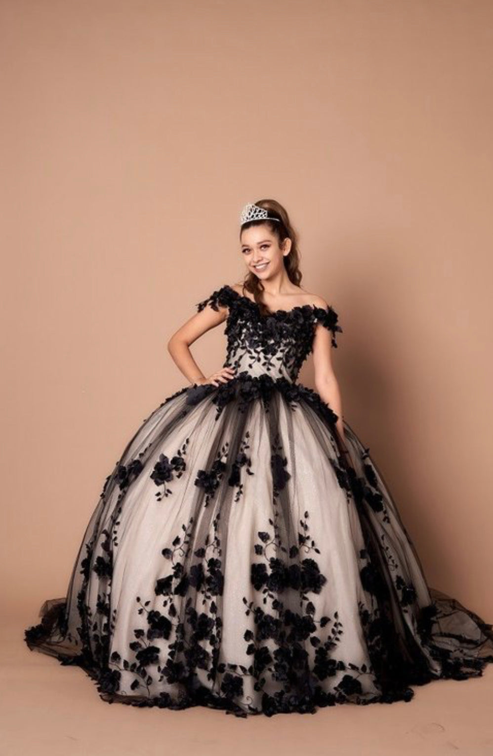 #CHF3088 Lily’s Black /Nude Tulle Ball Gown