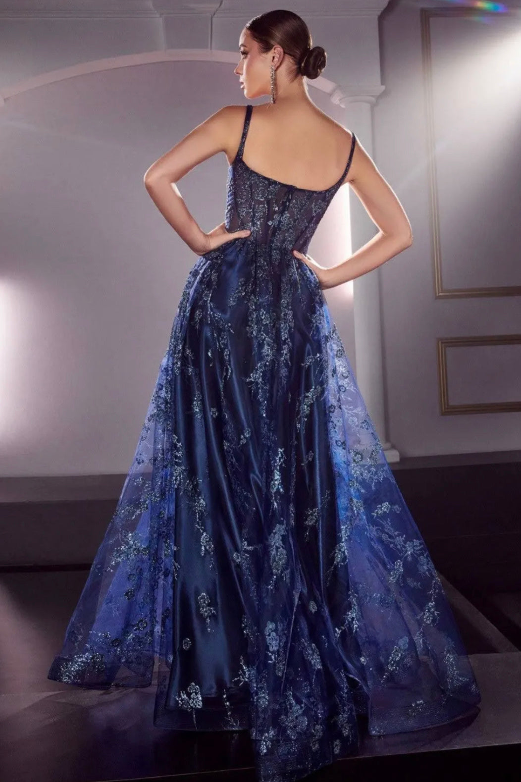 Lily’s Navy #J840 Glitter Print Sleevless Gown