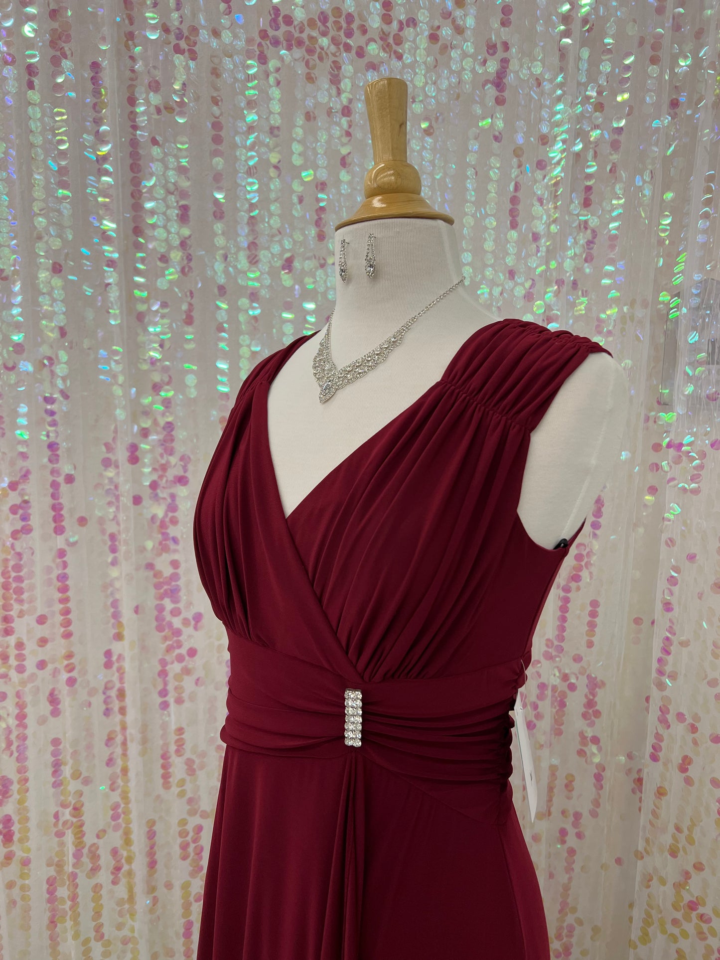 Lily’s Burgundy Dress with Silver Pendent Anny’s1146