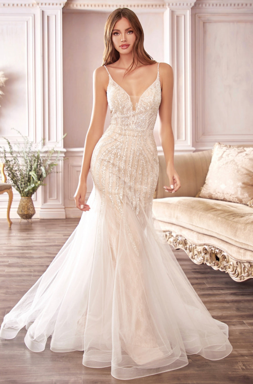 Lily’s Off White CDS401 Beaded Mermaid Bridal Gown