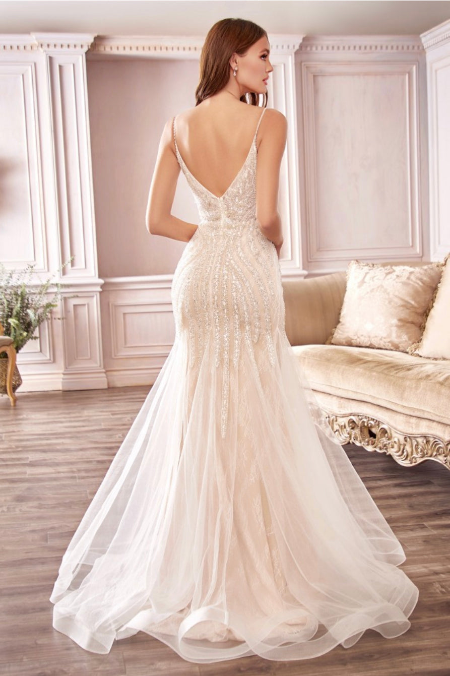 Lily’s Off White CDS401 Beaded Mermaid Bridal Gown