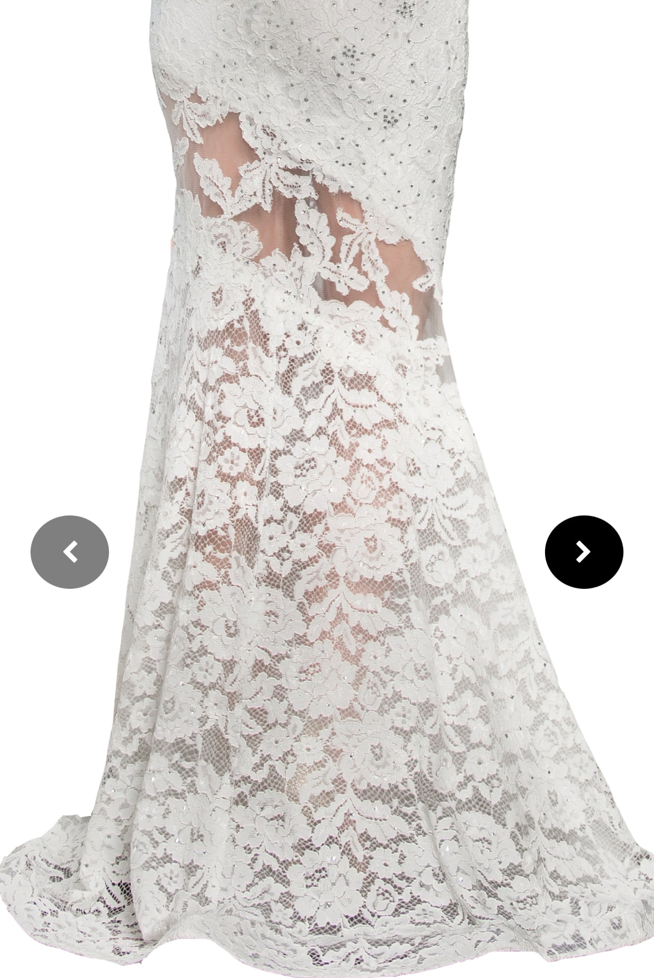 Lily’s Ivory long sleeveless illusion cutout lace dress GL2249