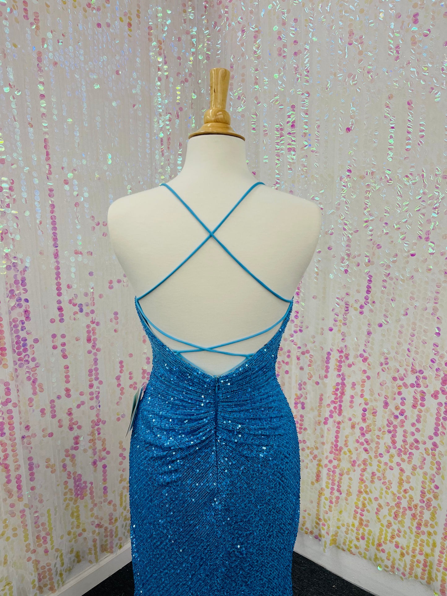 Lily’s Baby Blue sequins Dress with High Slit