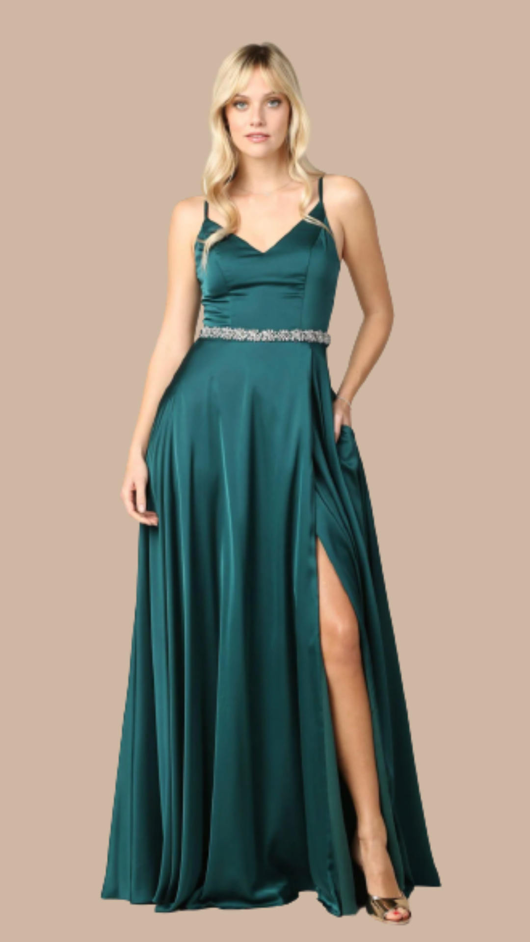 Lily’s Hunter Green Long Formal Dress EVA3359