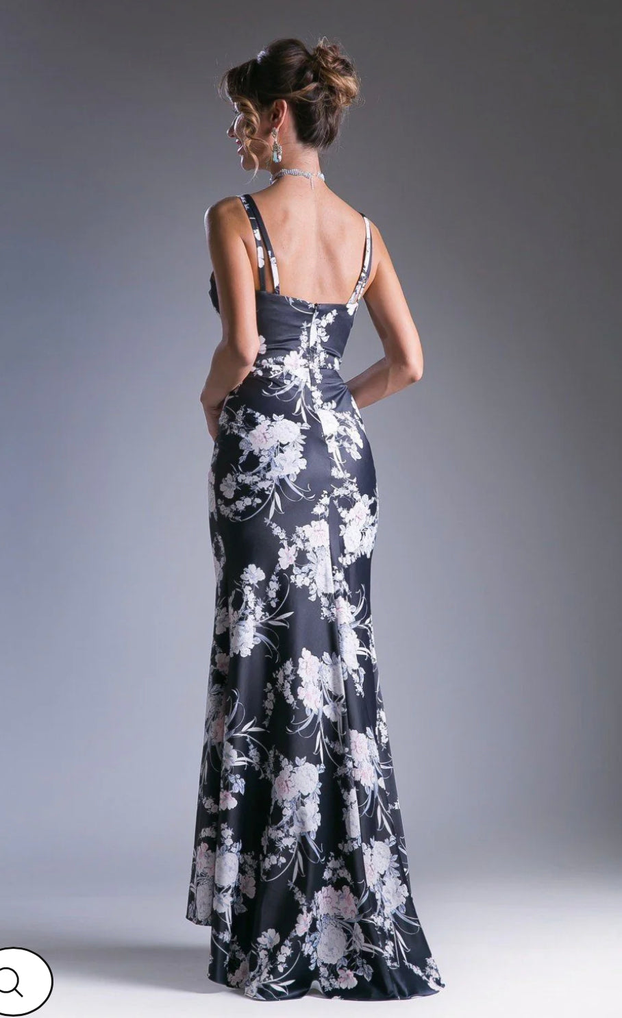 Lily’s Floral Print Long Fitted Gown #CF156