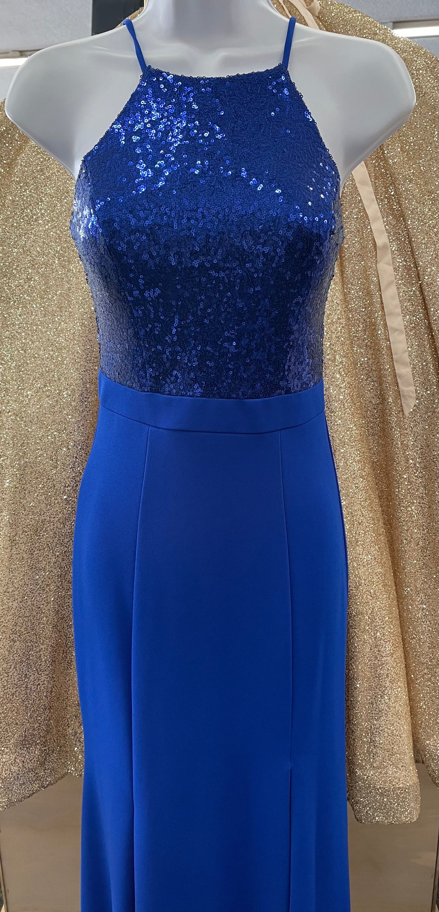Lily's Royal blue Sequin Halter Neck Formal Gown FIE7096