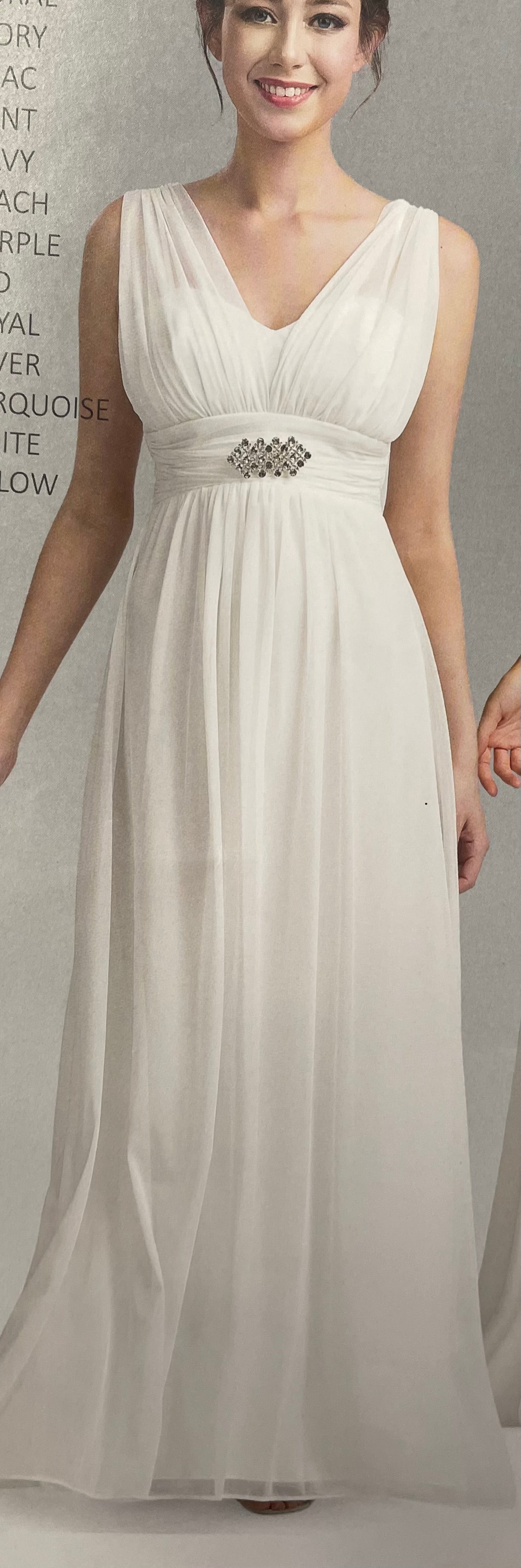 Lily's Empire Waist White Formal Dress FIE6051 Lily's Empire Waist White Formal Dress FIE6051