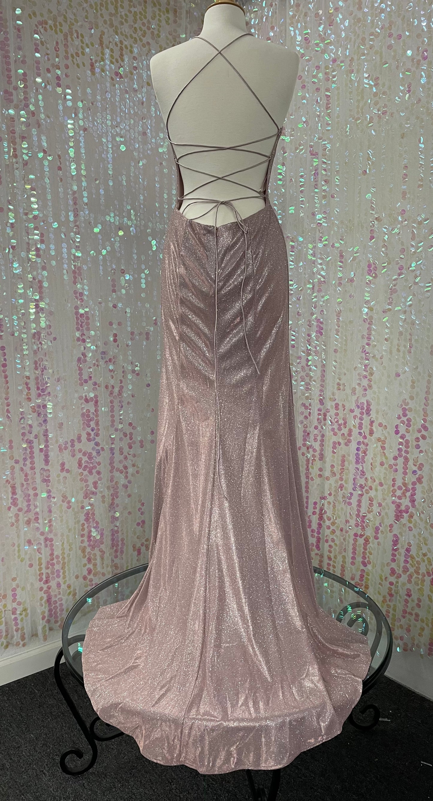 Lily's Metallic blush Open Back Dress CHF-555