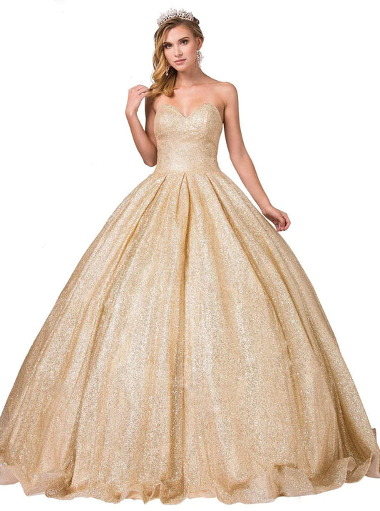 DQ1314 LILY'S GOLD STRAPLESS SWEETHEART BODICE GLITTER BALLGOWN DQ - 1341