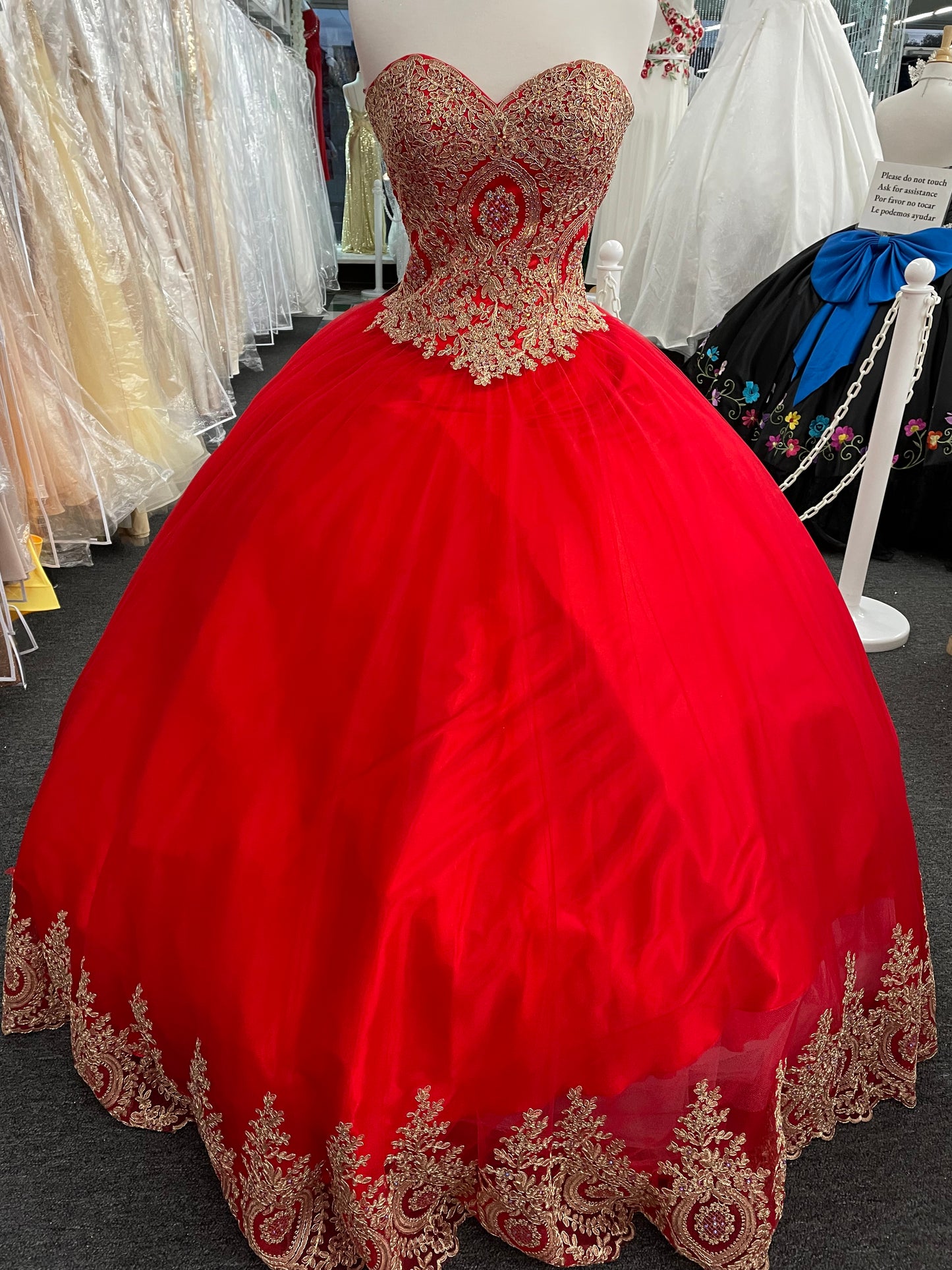 Lily's Red MQLK-73 Gold Lace Appplique Ball gown