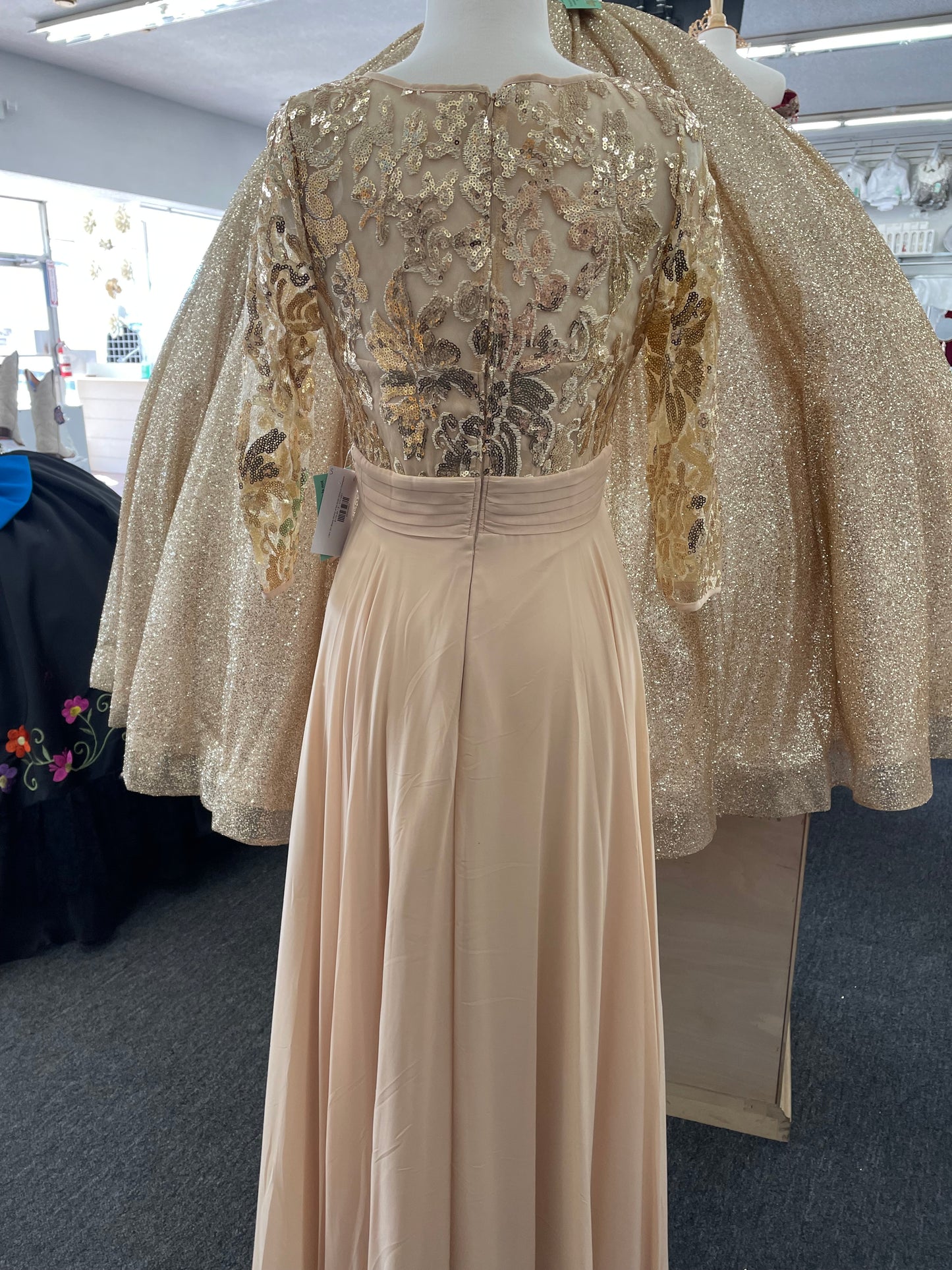 Lily's Champagne CY1451 3/4 Sleeve Mother of the Bride Dress