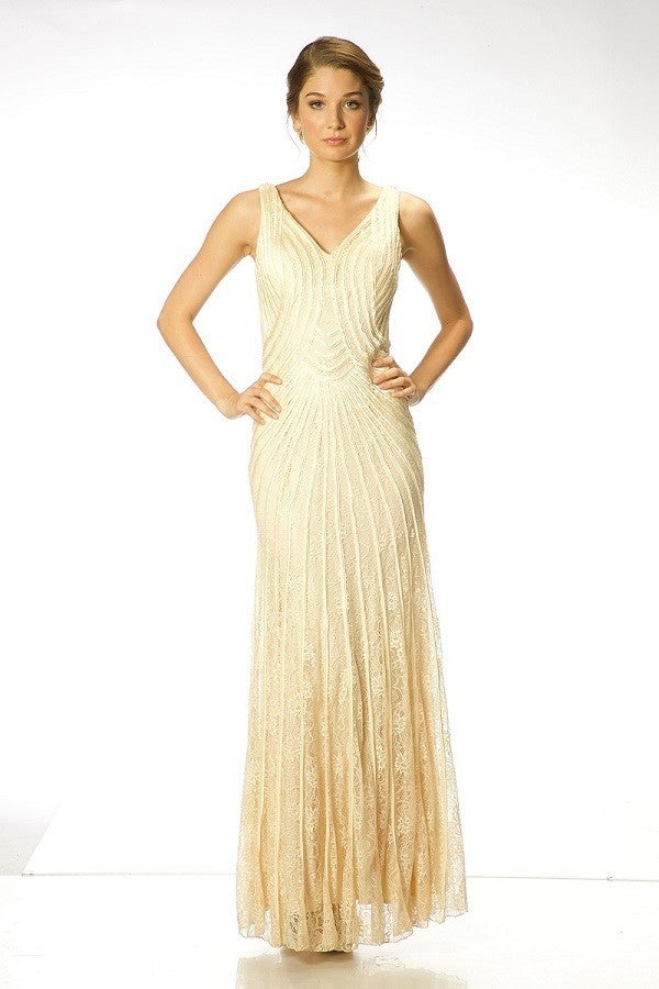 Lily's champagne Fitted Lace Dress FIE53016