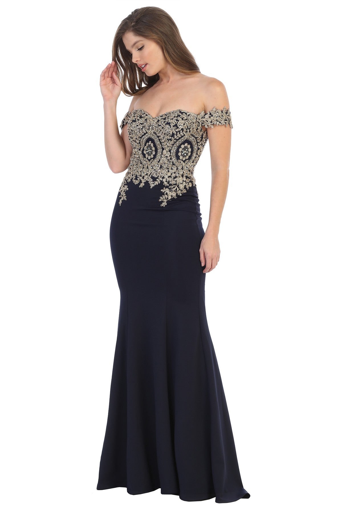 Lily's navy Lace Top Fitted Dress EV5193 Lily's navy Lace Top Fitted Dress EV5193