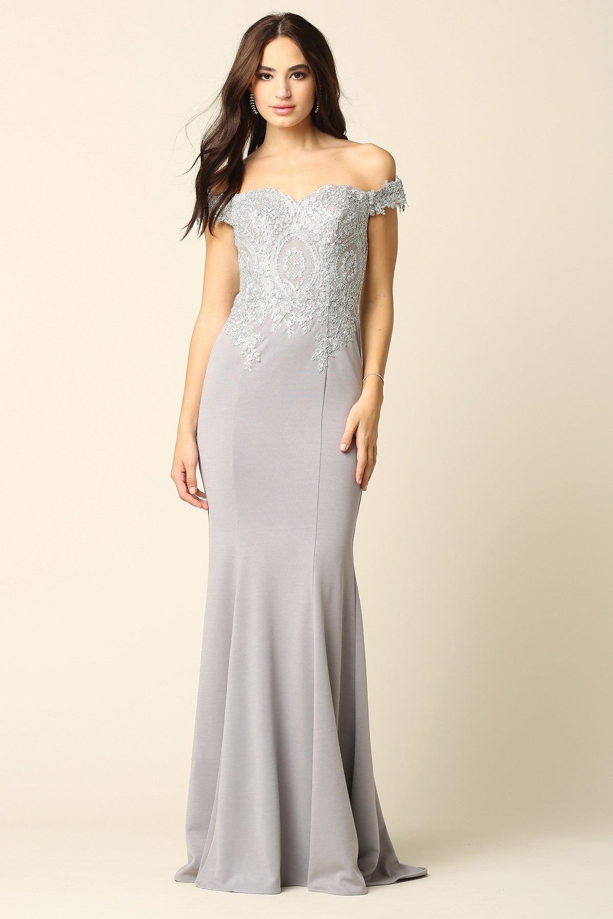 Lily's silver Lace Top Fitted Dress EV5193