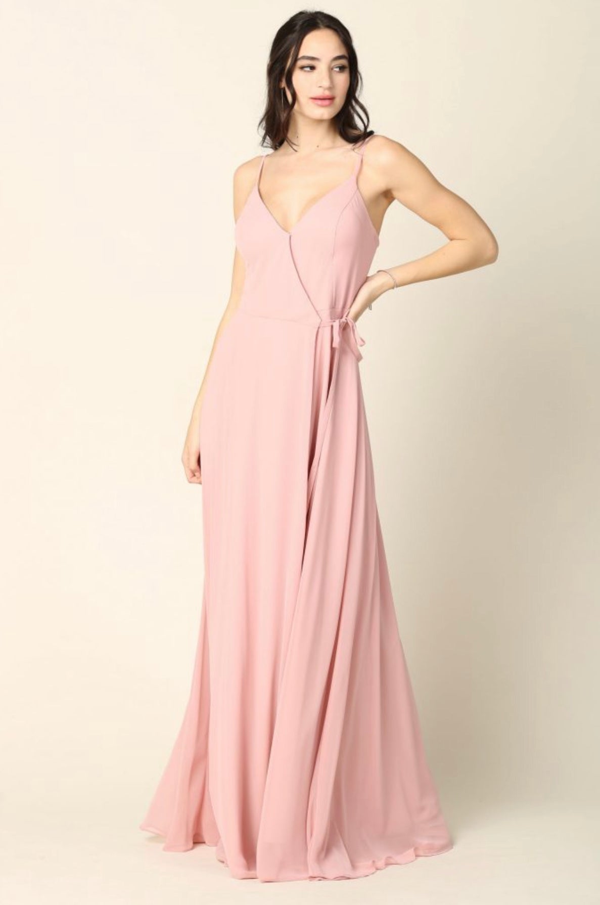 #EVA3382 Lily’s Dusty Rose Chiffon Dress