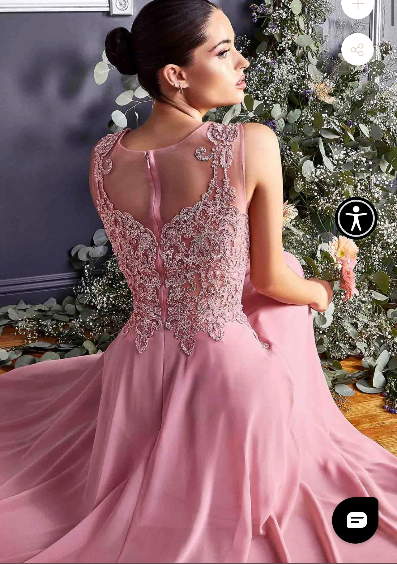 Lily’s Rose Gold A-line Chiffon gown lace embellished body CD2635