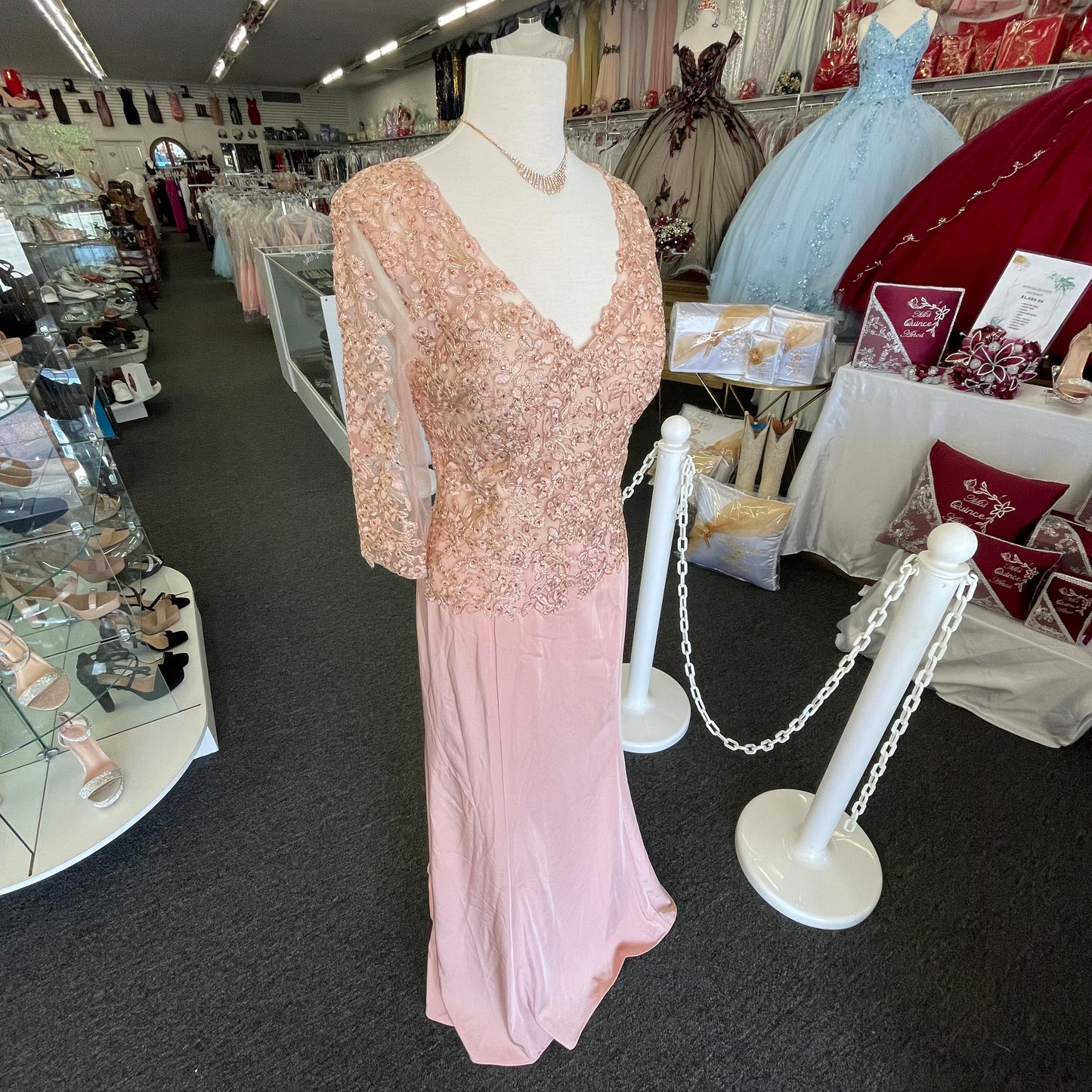 Lily’s Rose Gold Lace Bodice Gown GY5003