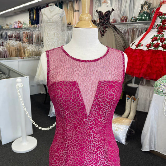 #F1408 Lily’s Fuchsia Halter Dress