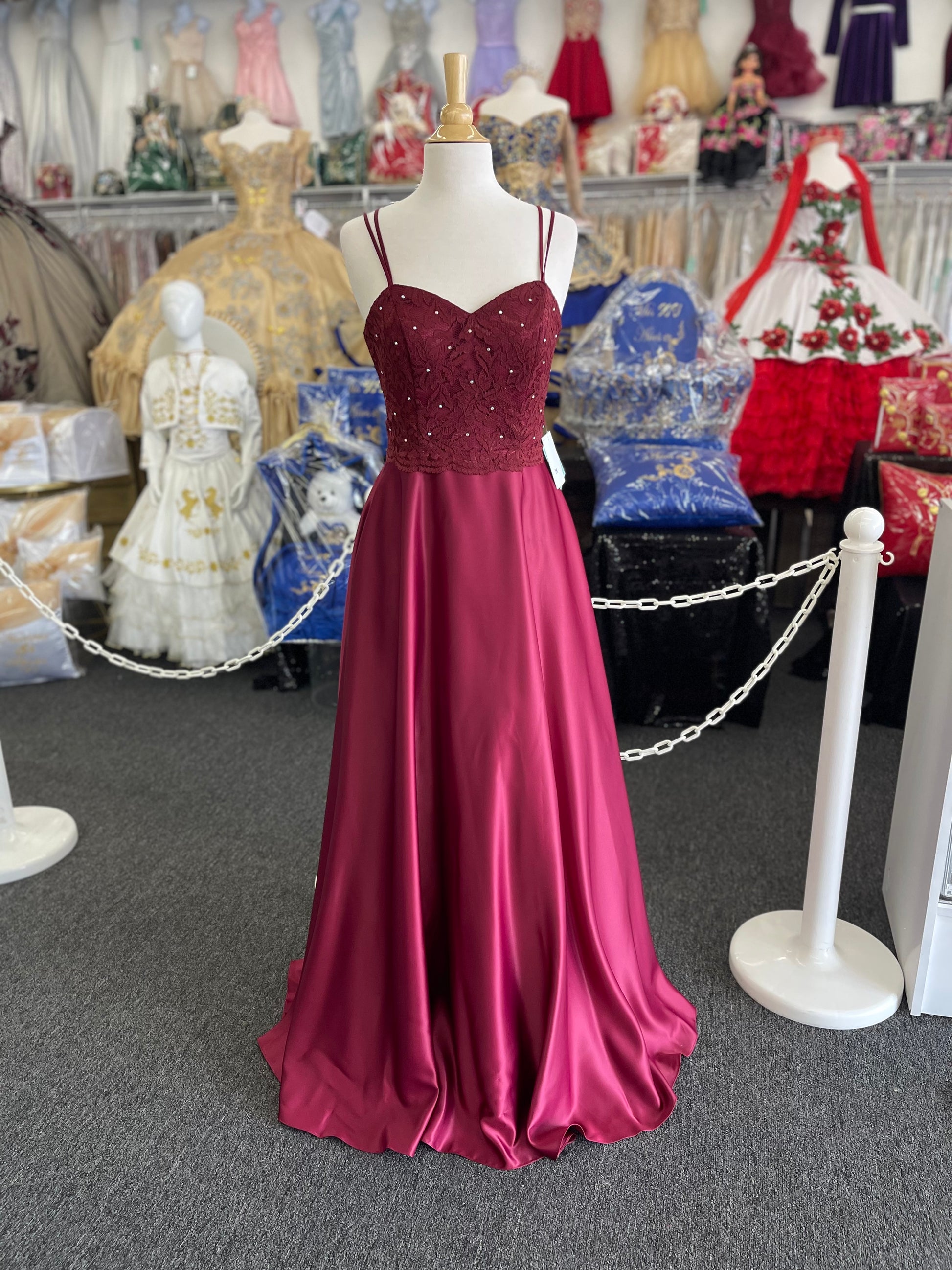 FIE5403 Lily's Burgundy Flare Gown with Jacket Lily's Seaside Boutique FIE5403 Lily's Burgundy Flare Gown with Jacket Lily's Seaside Boutique