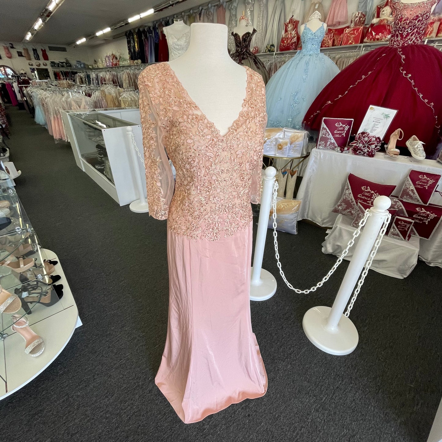 Lily’s Rose Gold Lace Bodice Gown GY5003