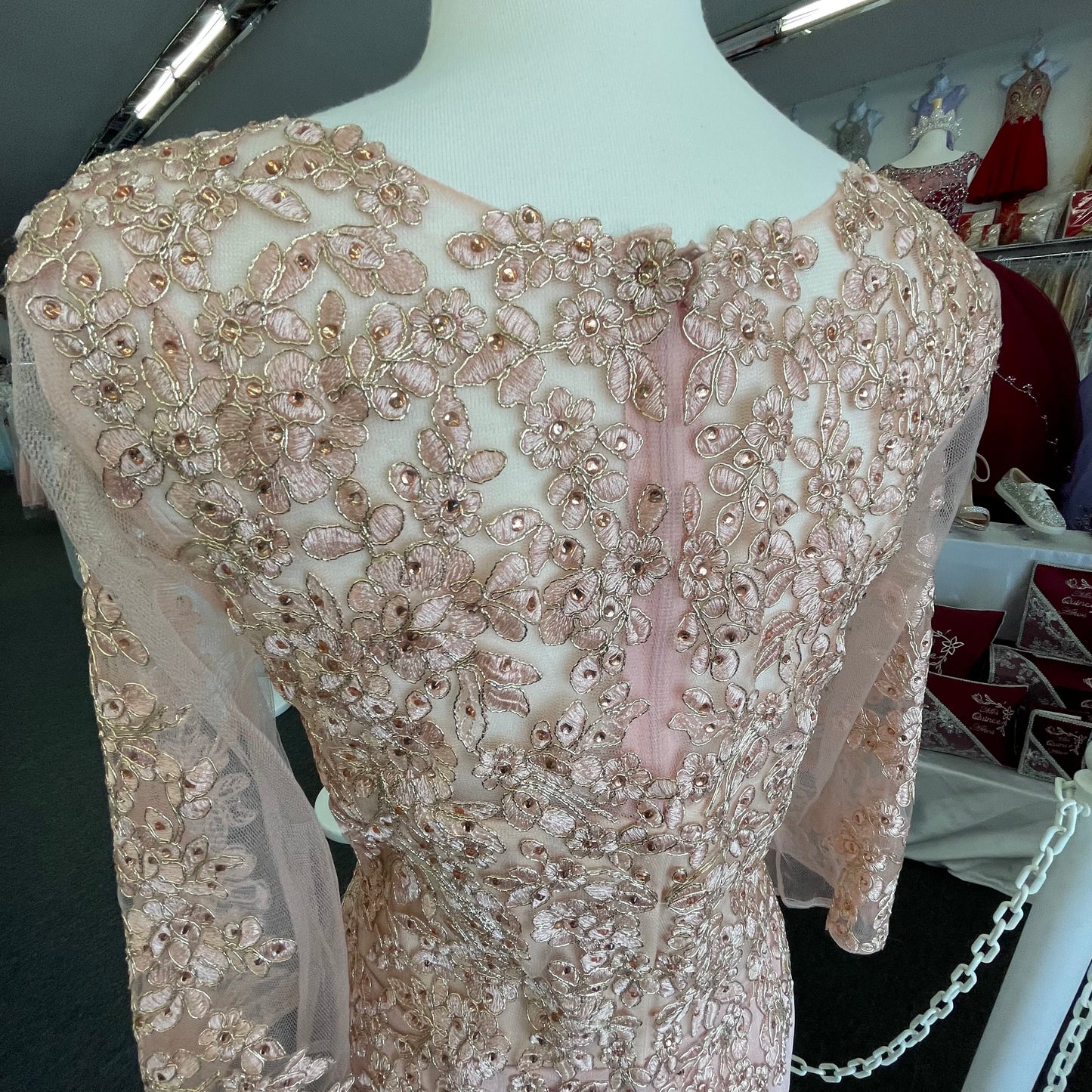 Lily’s Rose Gold Lace Bodice Gown GY5003