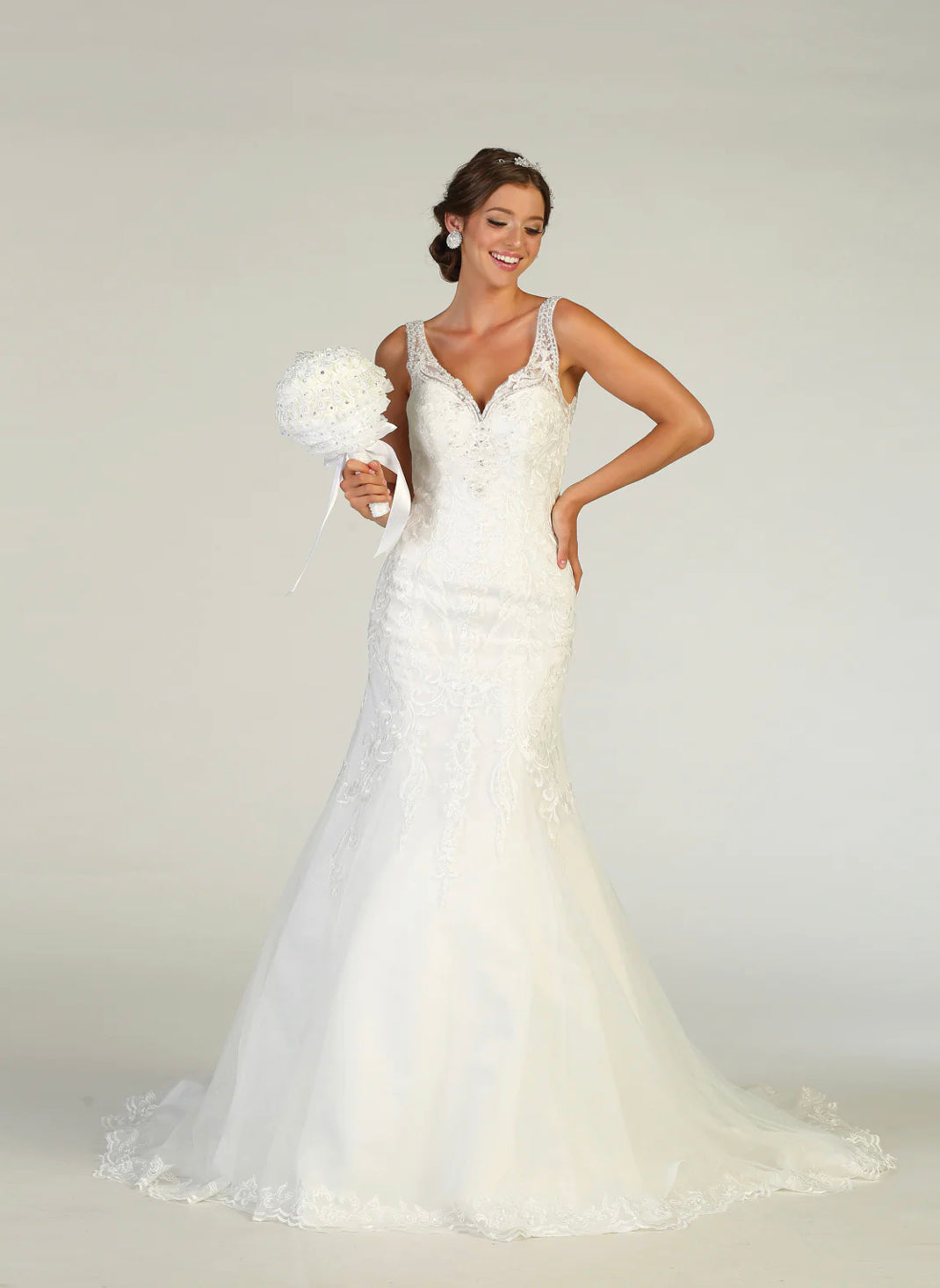 Lily's Ivory bridal Glamorous Fit and Flare Gown MQ7798