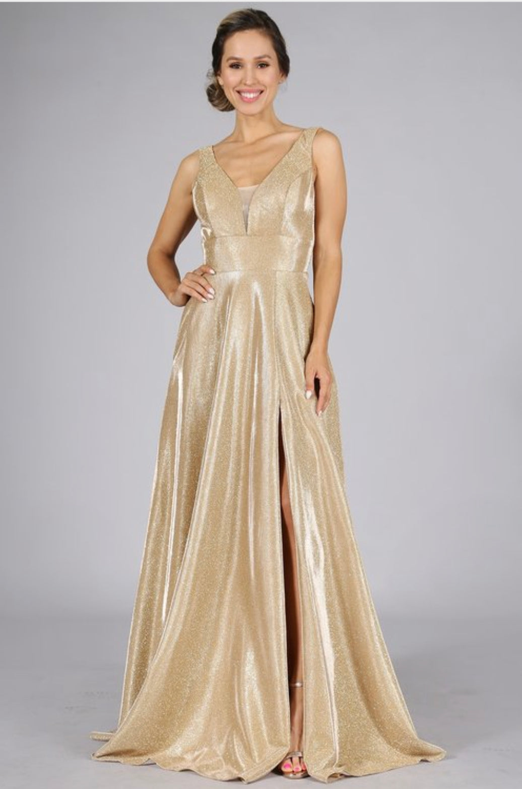 Lily’s gold/Champagne evening Gown #FF4230