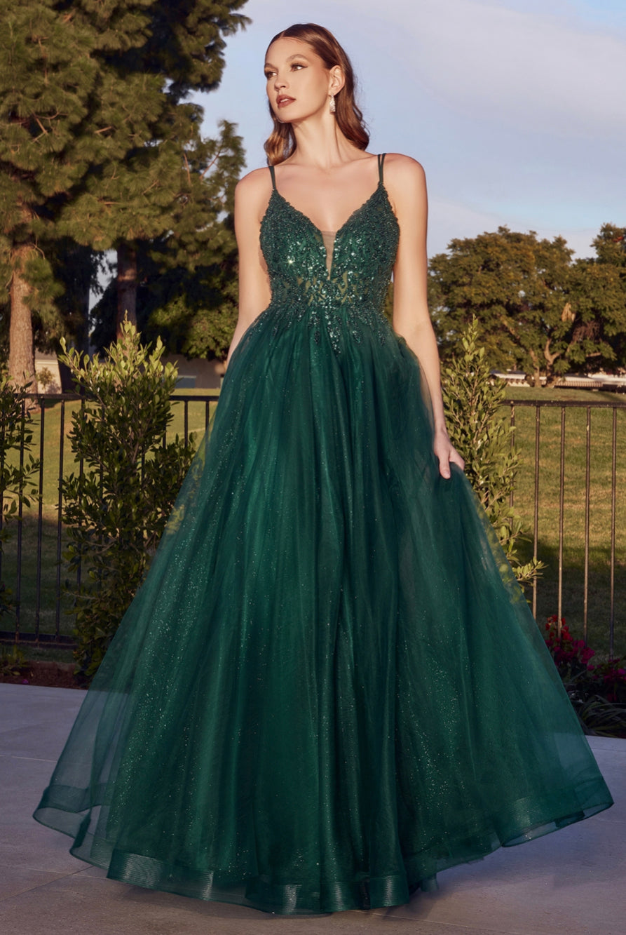 Lily's Emerald A-Line Tulle Gown #CD0154 – Lily's Seaside Boutique