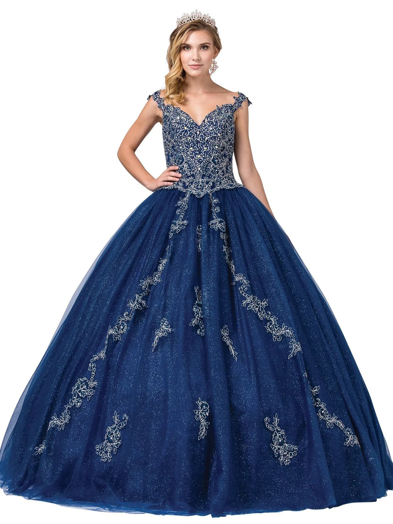 Lily's Navy Quinceanera Gown DQ1277