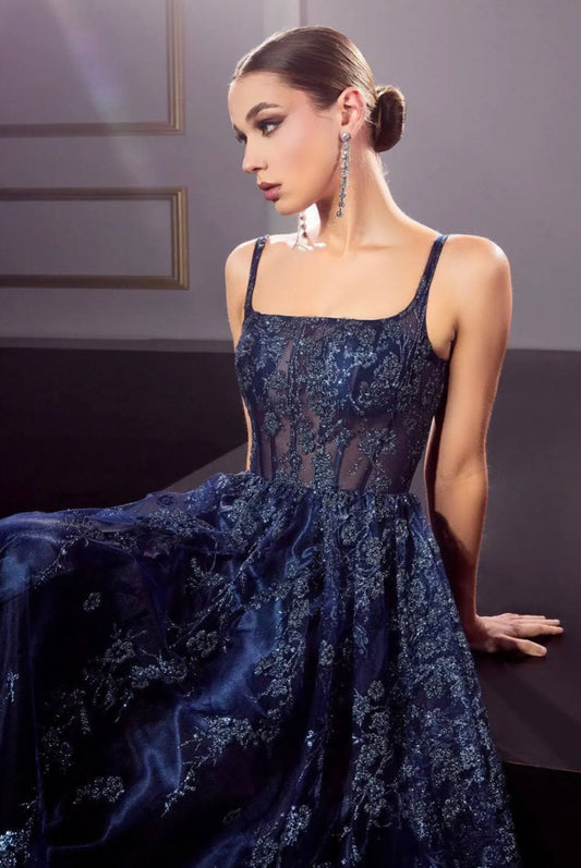 Lily’s Navy  #J840  Glitter Print Sleevless Gown