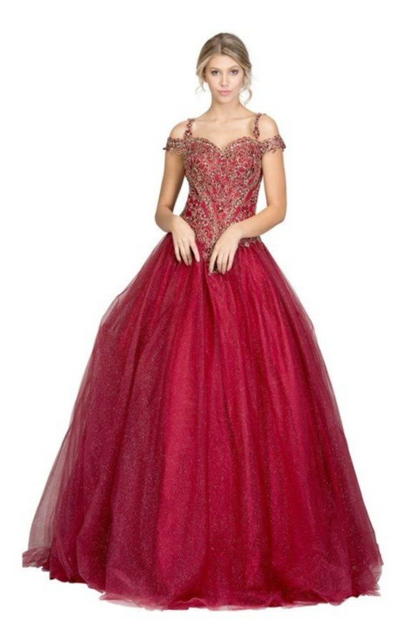 CHF1535 Lily's Burgundy Quinceanera Dress