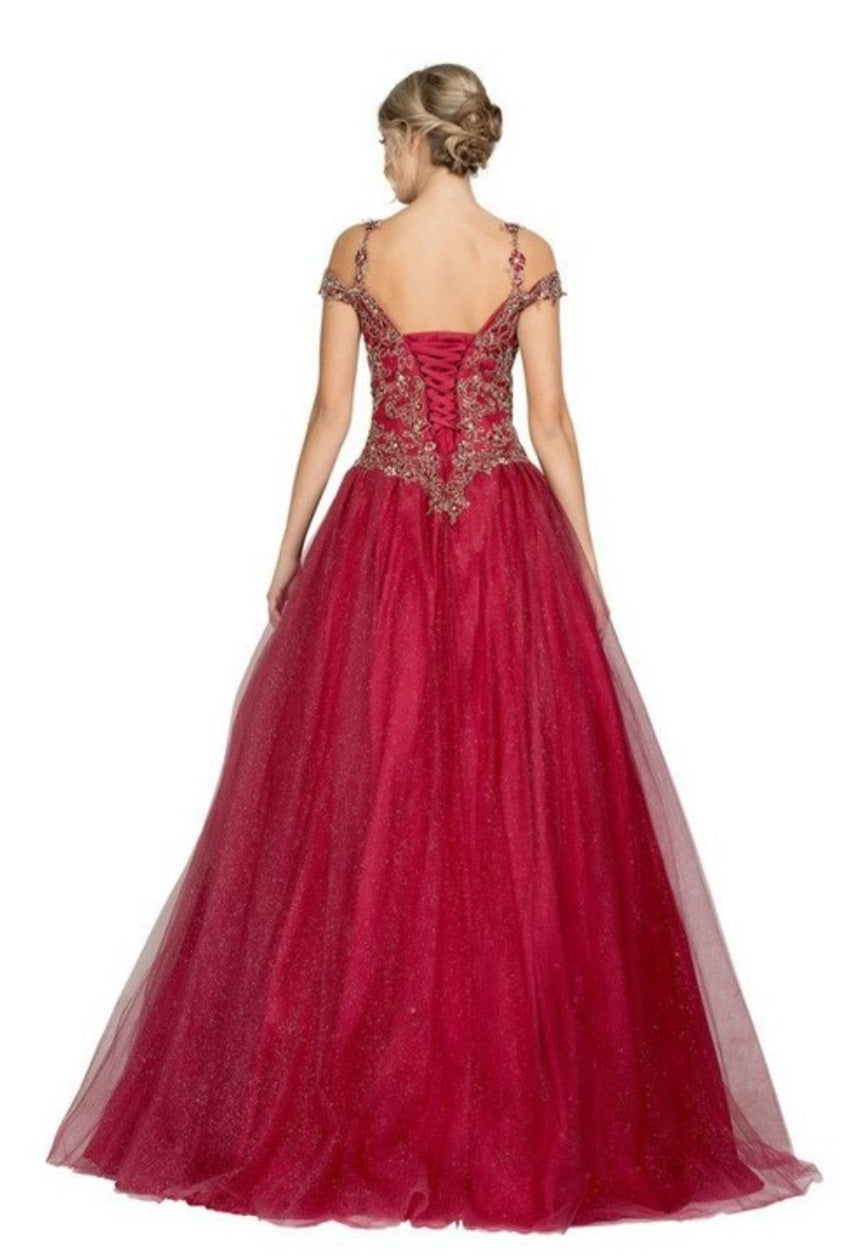 CHF1535 Lily's Burgundy Quinceanera Dress