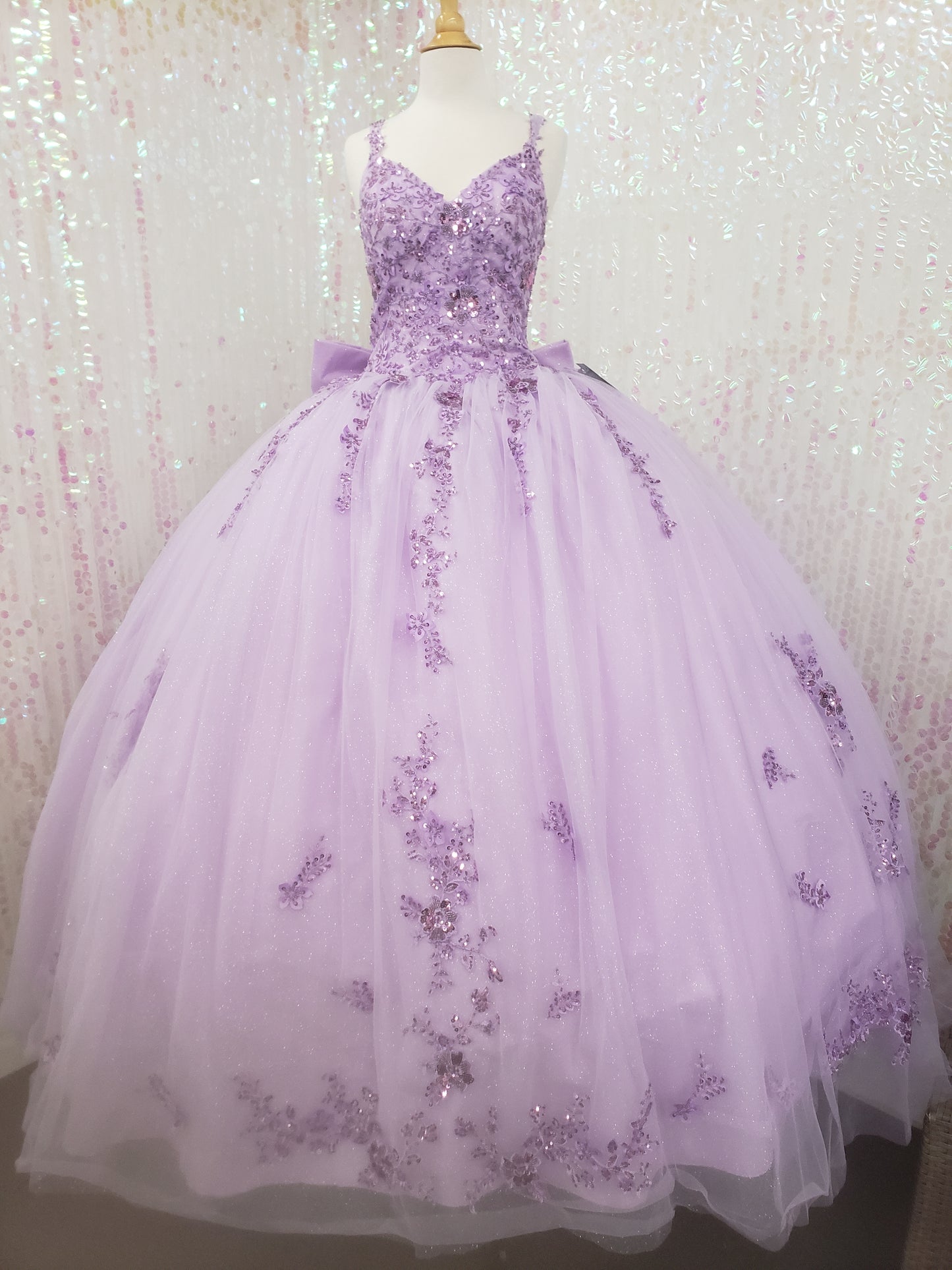 MQLK174  Lily's Lilac Lace Top Quinceanera Dress