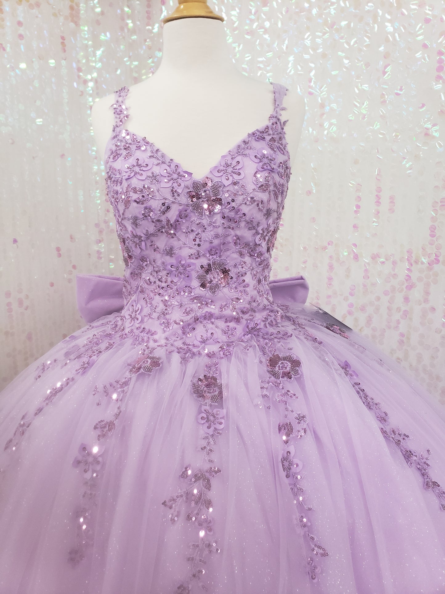 MQLK174  Lily's Lilac Lace Top Quinceanera Dress