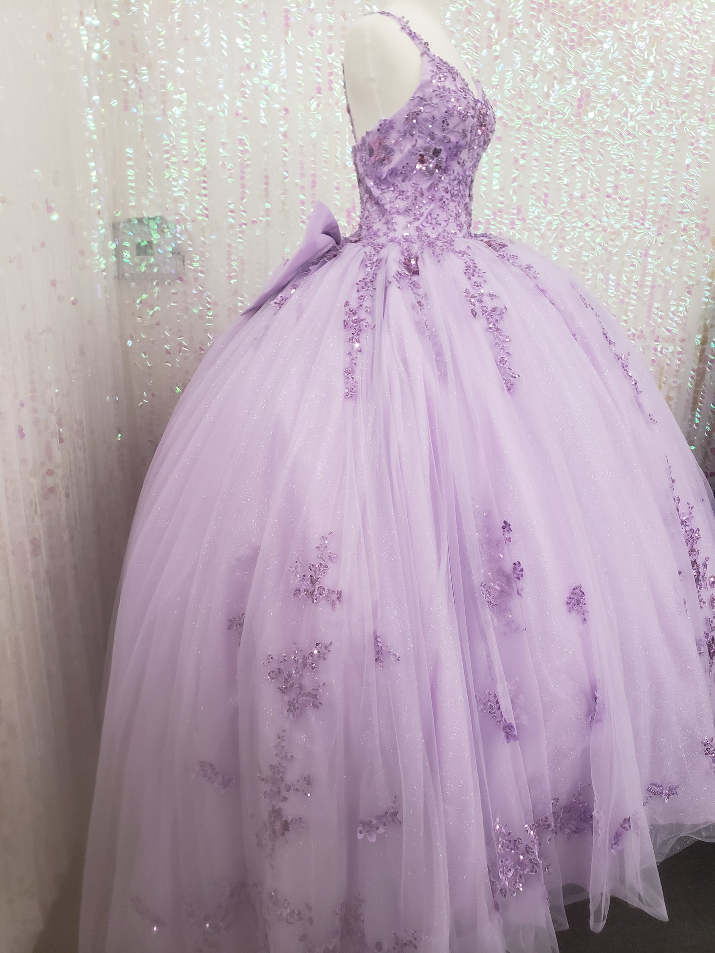 MQLK174  Lily's Lilac Lace Top Quinceanera Dress