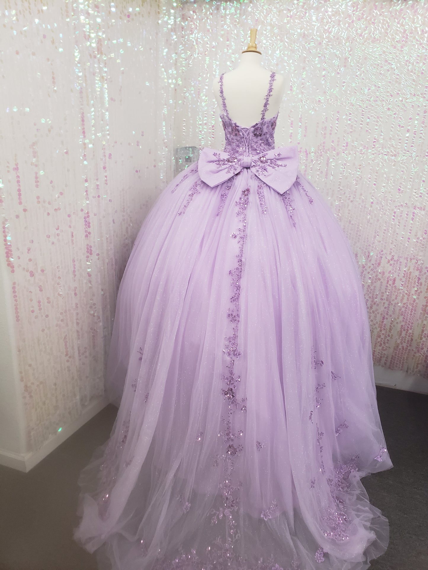 MQLK174  Lily's Lilac Lace Top Quinceanera Dress