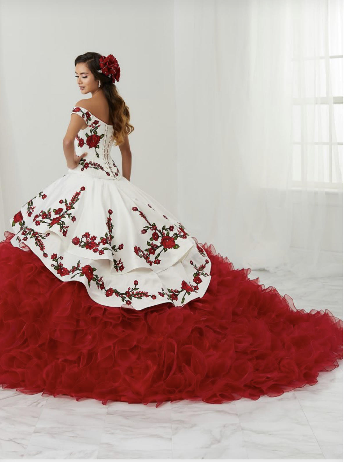 LA GLITTER #24081 Lily's Red Charro Quinceanera Dress