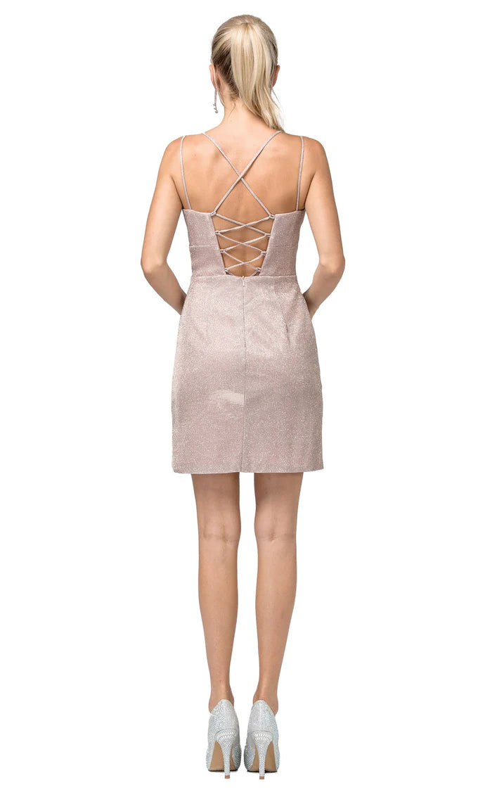 Lily's Fitted Champagne Cocktail Dress DQ3131