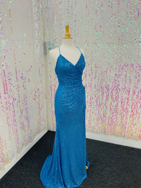 Lily’s Baby Blue sequins Dress with High Slit