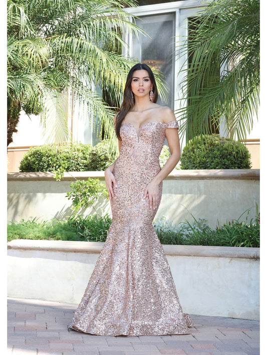 Lily's Sequined Mermaid Prom Dress in Rose Gold DQ4095