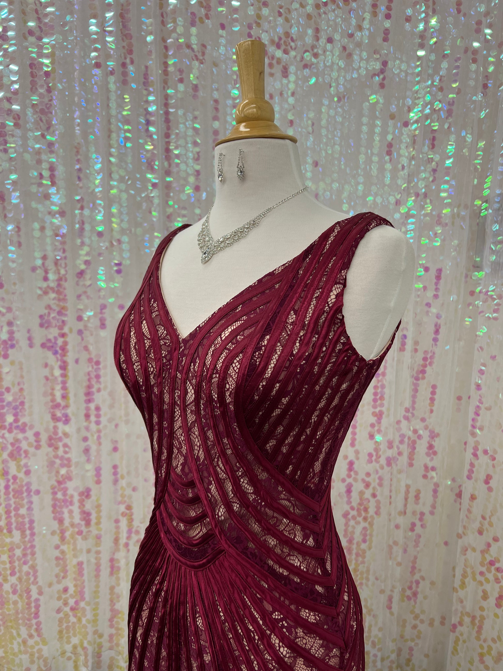 Lily's Lace Burgundy Lace Dress with Nude Mesh FIES5303 Lily's Seaside Boutique Lily's Lace Burgundy Lace Dress with Nude Mesh FIES5303 Lily's Seaside Boutique