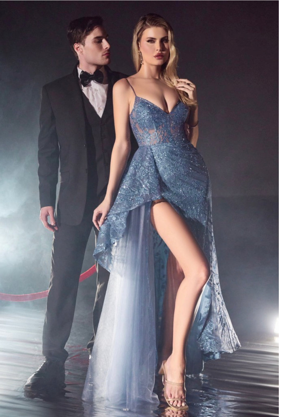 lapis blue prom dress Off Shoulder Long Prom Dress by LaDivine CC2212