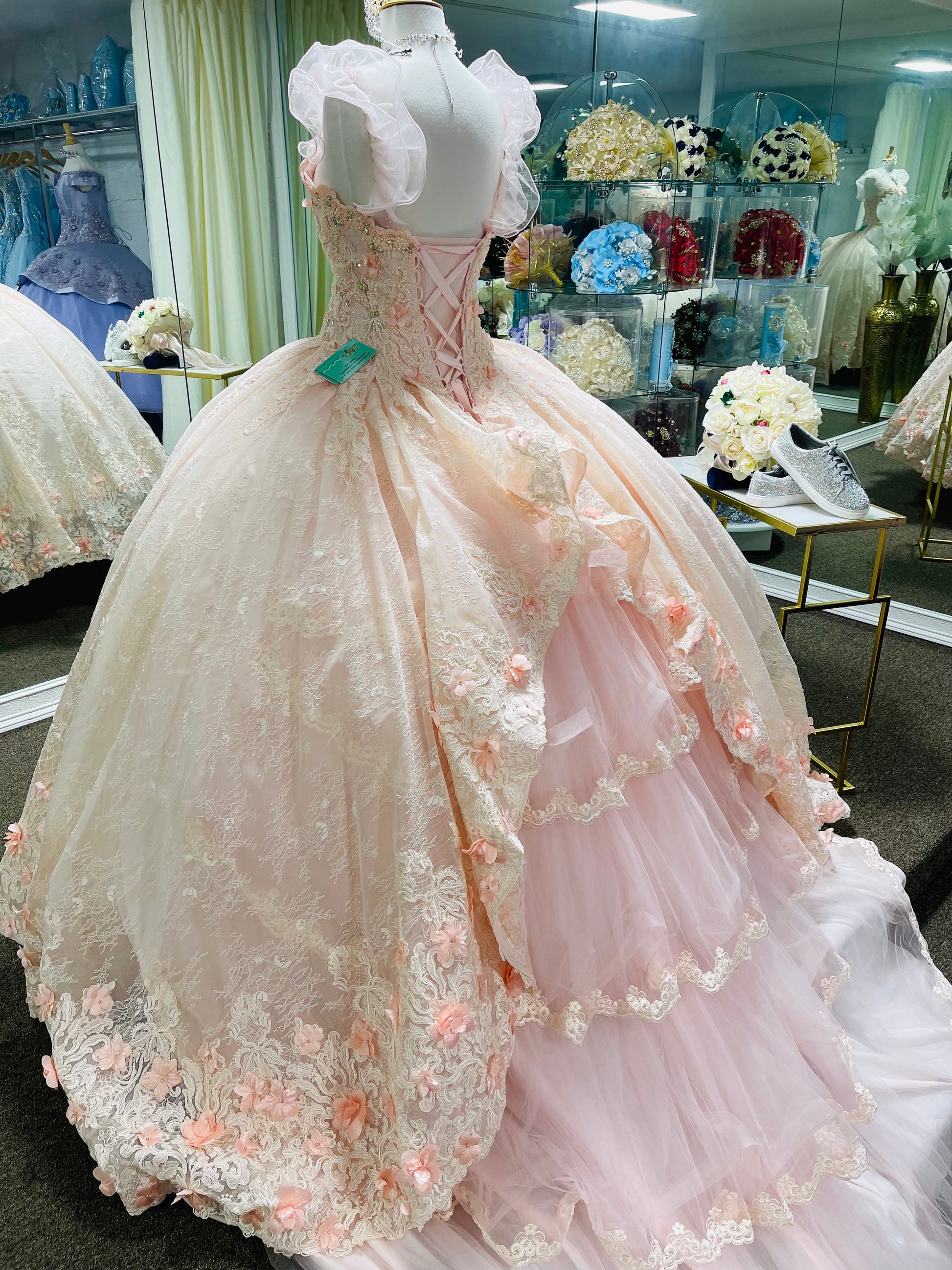 MqLk182 Lily's Pearl Baby Pink Quince Dress Lily's Seaside Boutique MqLk182 Lily's Pearl Baby Pink Quince Dress Lily's Seaside Boutique